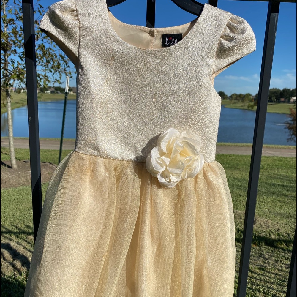 Champagne color dress size 6x.